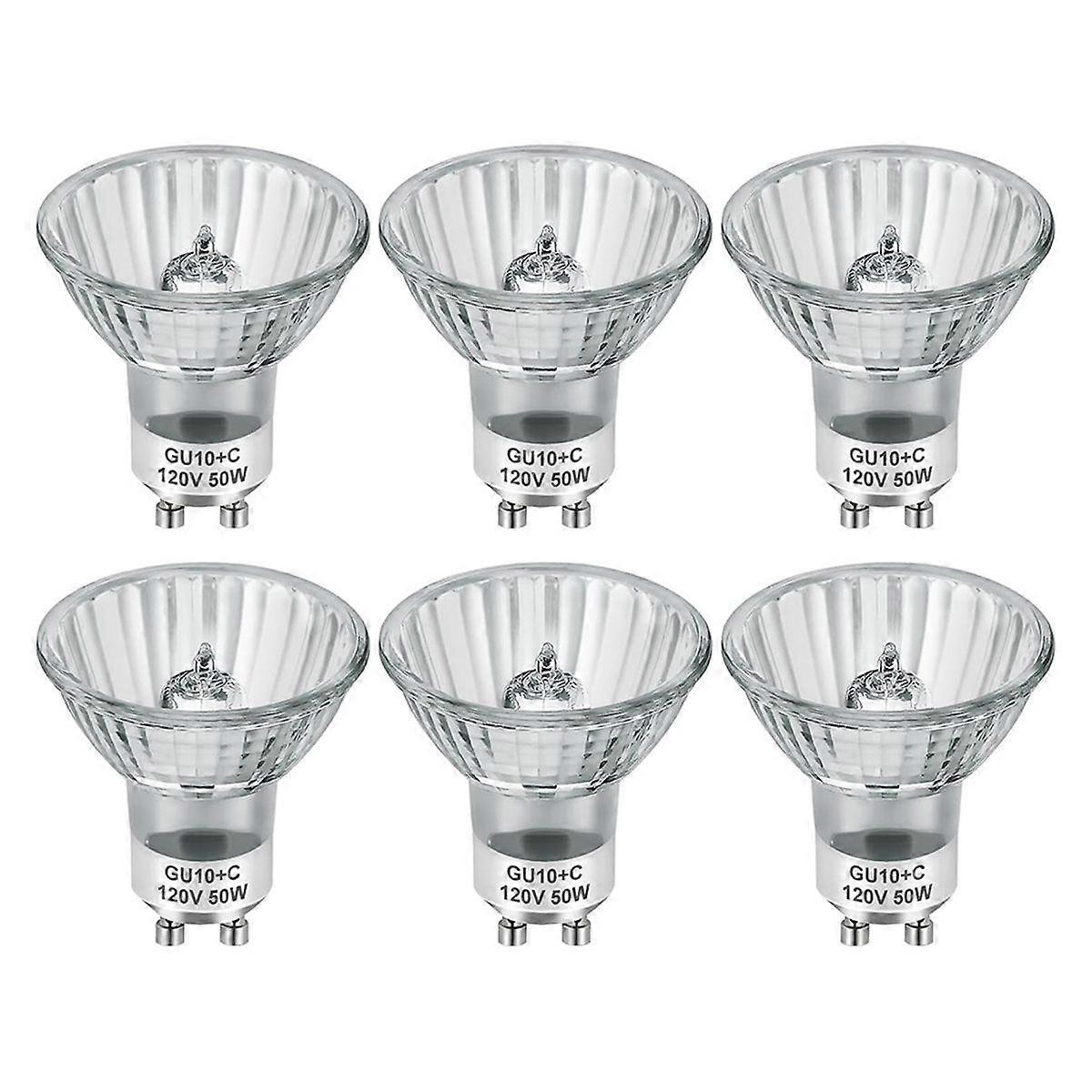 6pcs GU10 120V 50W Light Bulbs for Track and Range Hood GU10+C Candle Lamp with Dimmable