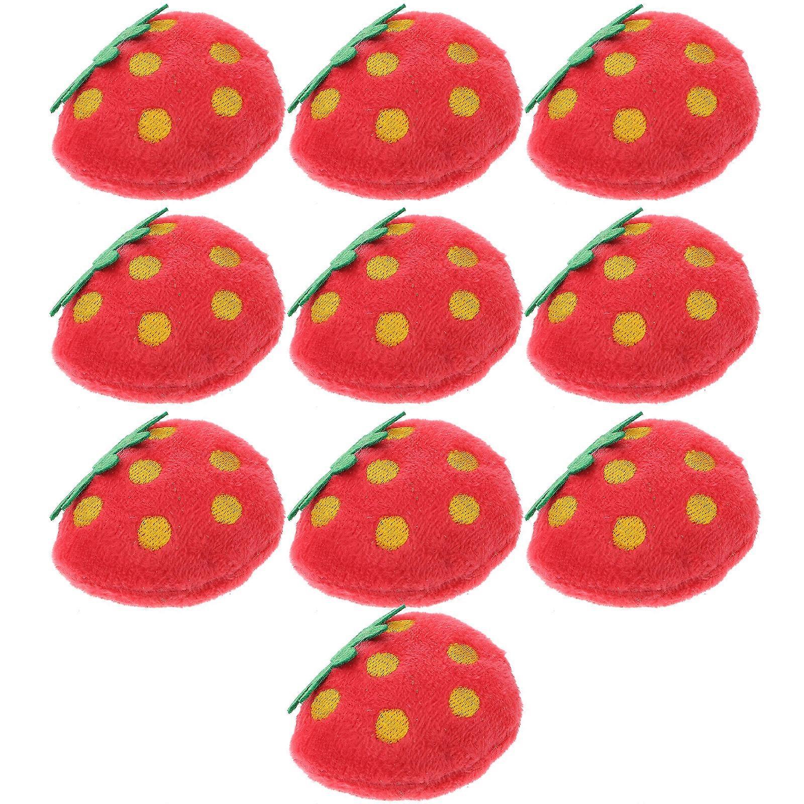 Cat Chew Toy Plush Strawberry Toy for Pet Playing 10Pcs Set