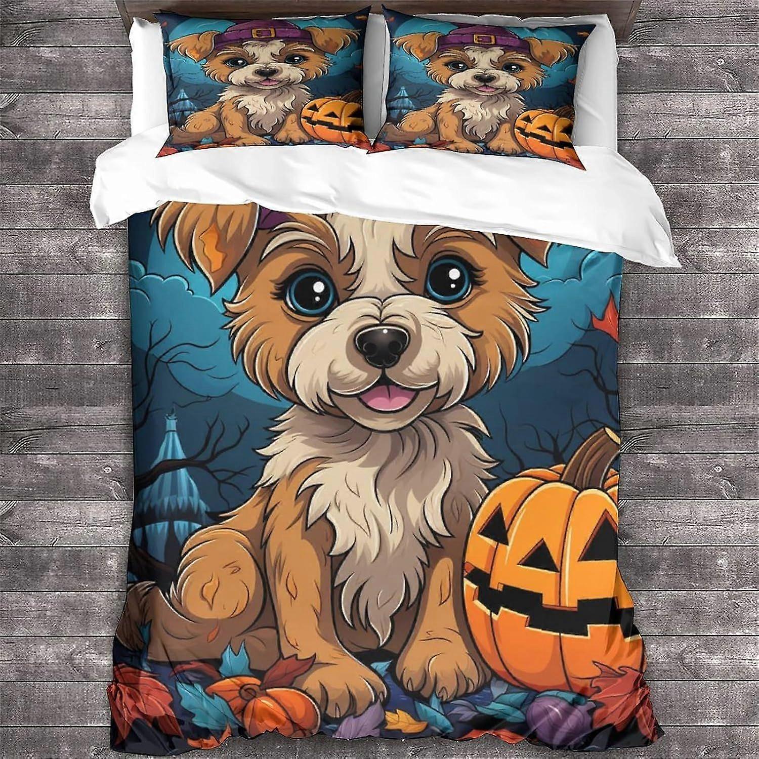 LikeEj الفراش غطاء لحاف 3D هالوين المطبوعة لحاف غطاء لحاف مع إغلاق سحاب ، فراش مزدوج