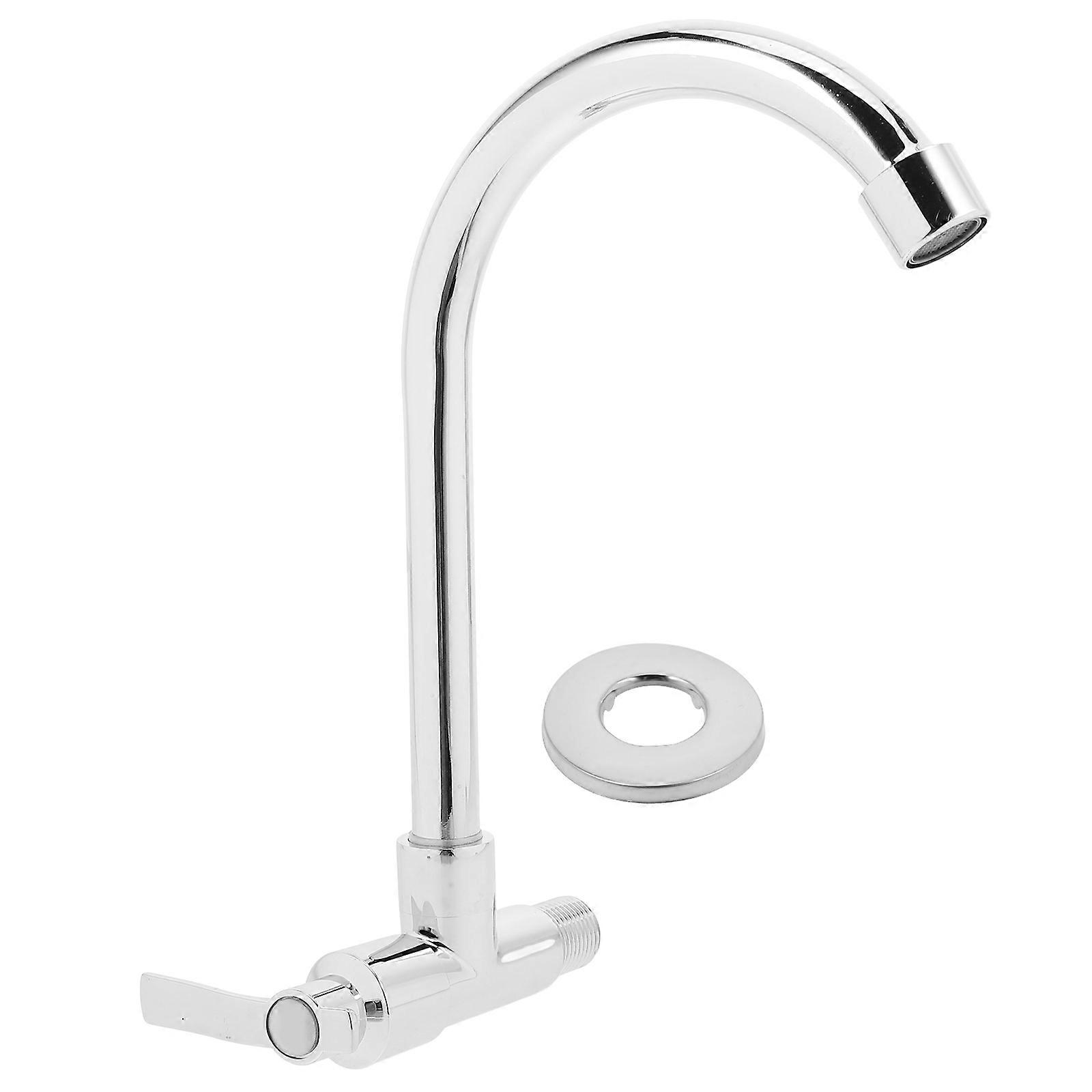 Silver Copper Single Cold Kitchen Sink Faucet Modern WallMounted QuickOpen Design for Home Use