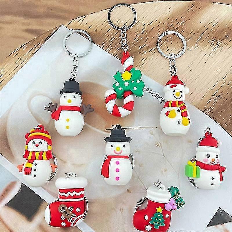 Christmas Snowman Keychain, Soft PVC Material, 5cm Colorful Pendant