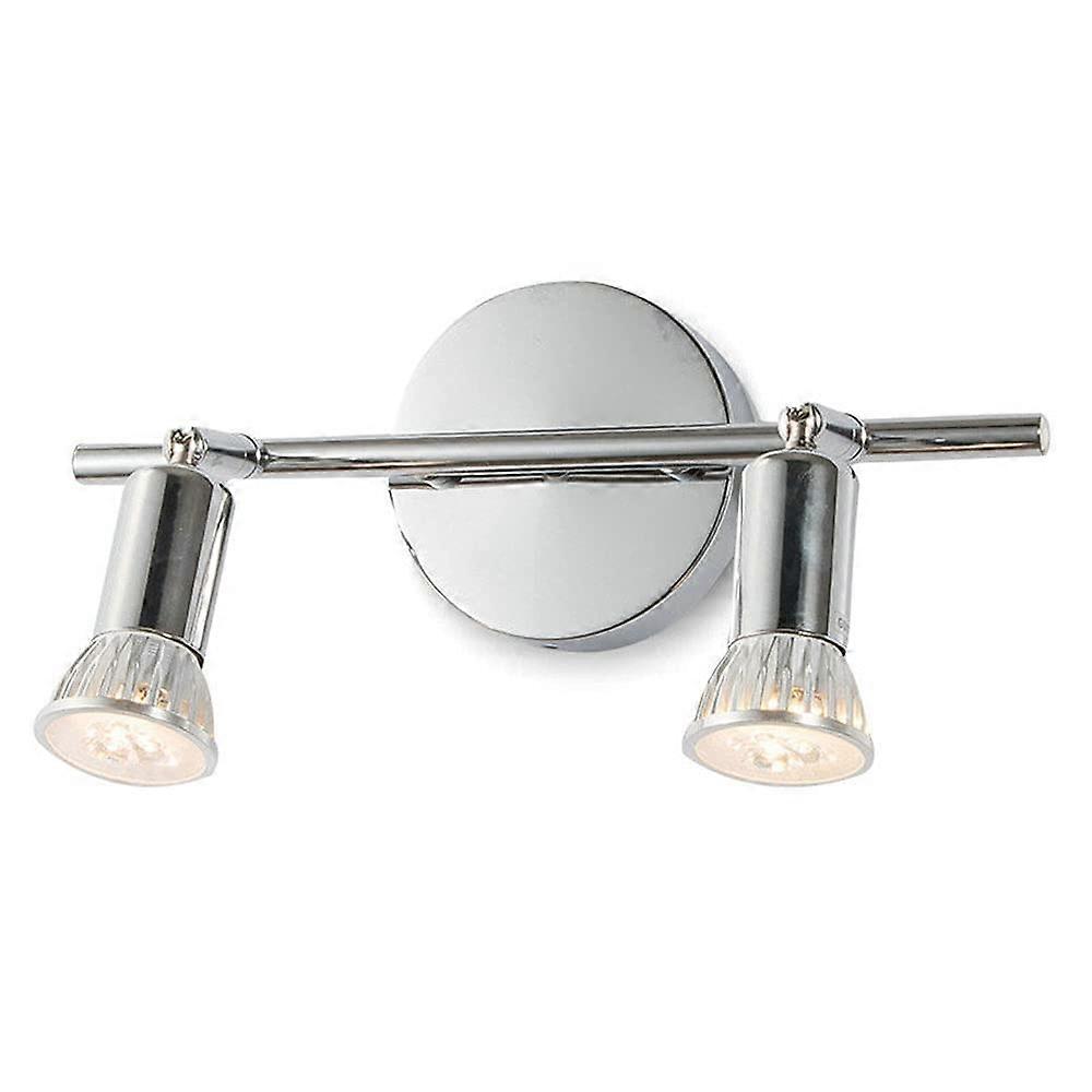 Modern Double Head Ceiling Spotlight with 360° Rotatable Chrome Heads, GU10 Adjustable Wall Sconce