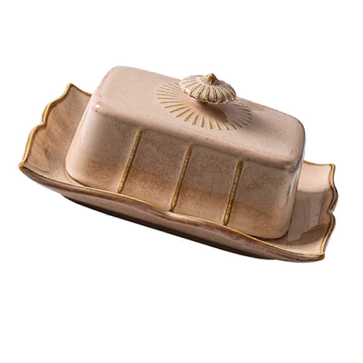 Porcelain Butter Dish with Lid for Kitchen, Elegant Table Display, Easy Clean, Microwave Safe