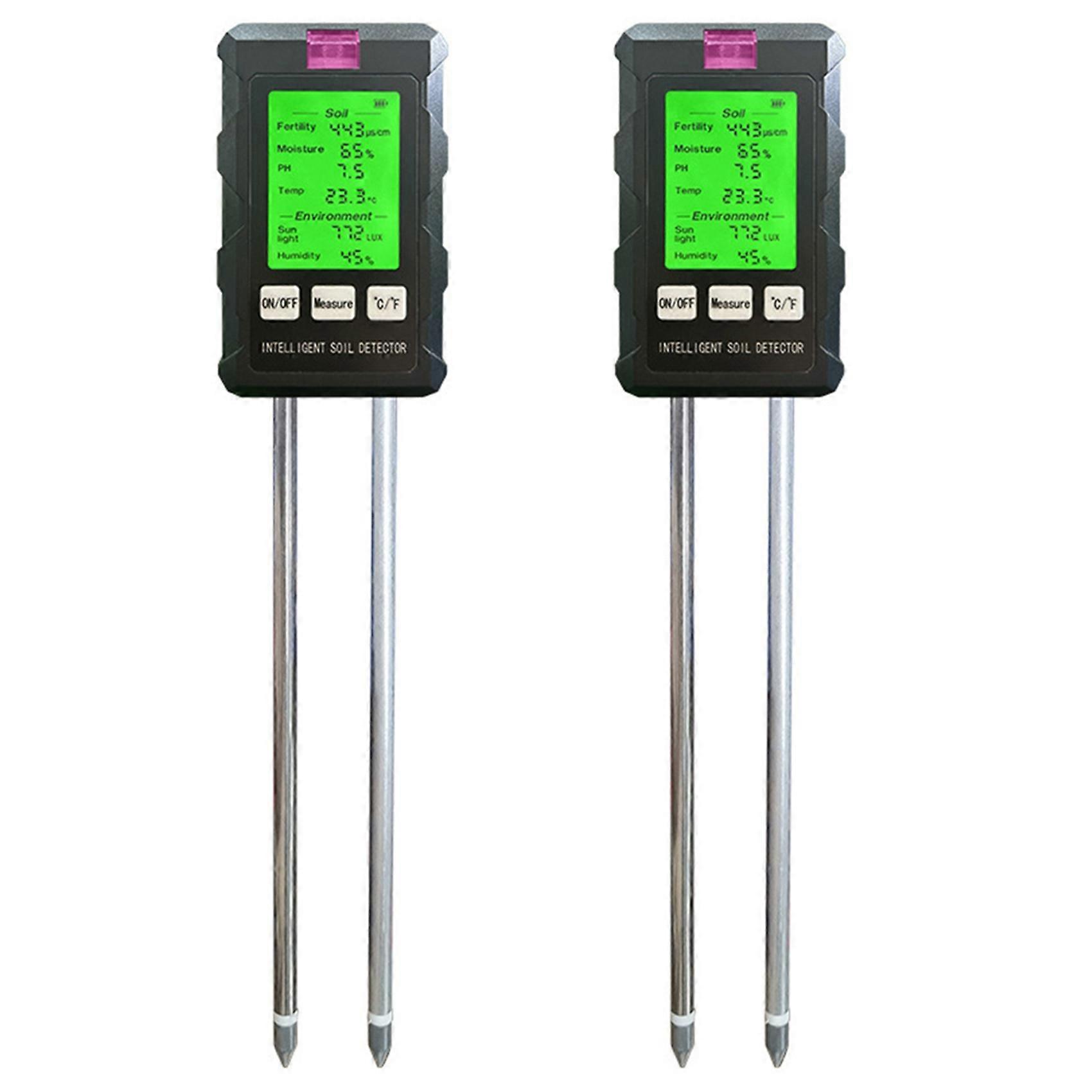 2X 6 in 1 Soil PH Meter Tester Soil Tester PH Moisture Meter Temperature Sunlight Intensity Measurement