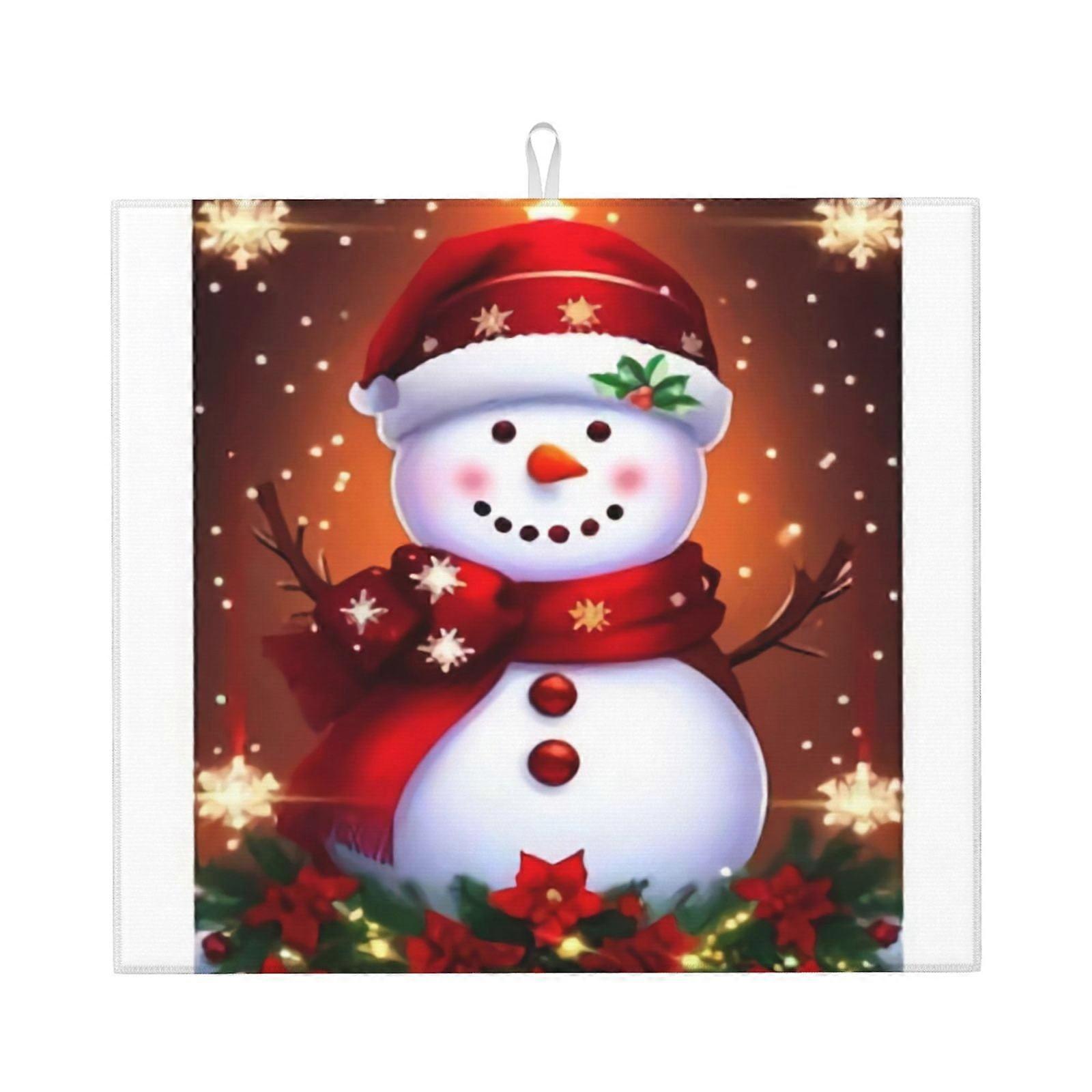 Christmas Dish Drying Mat For Kitchen Counter, Microfiber Dish Mat, Fast Absorbent Draining Pad