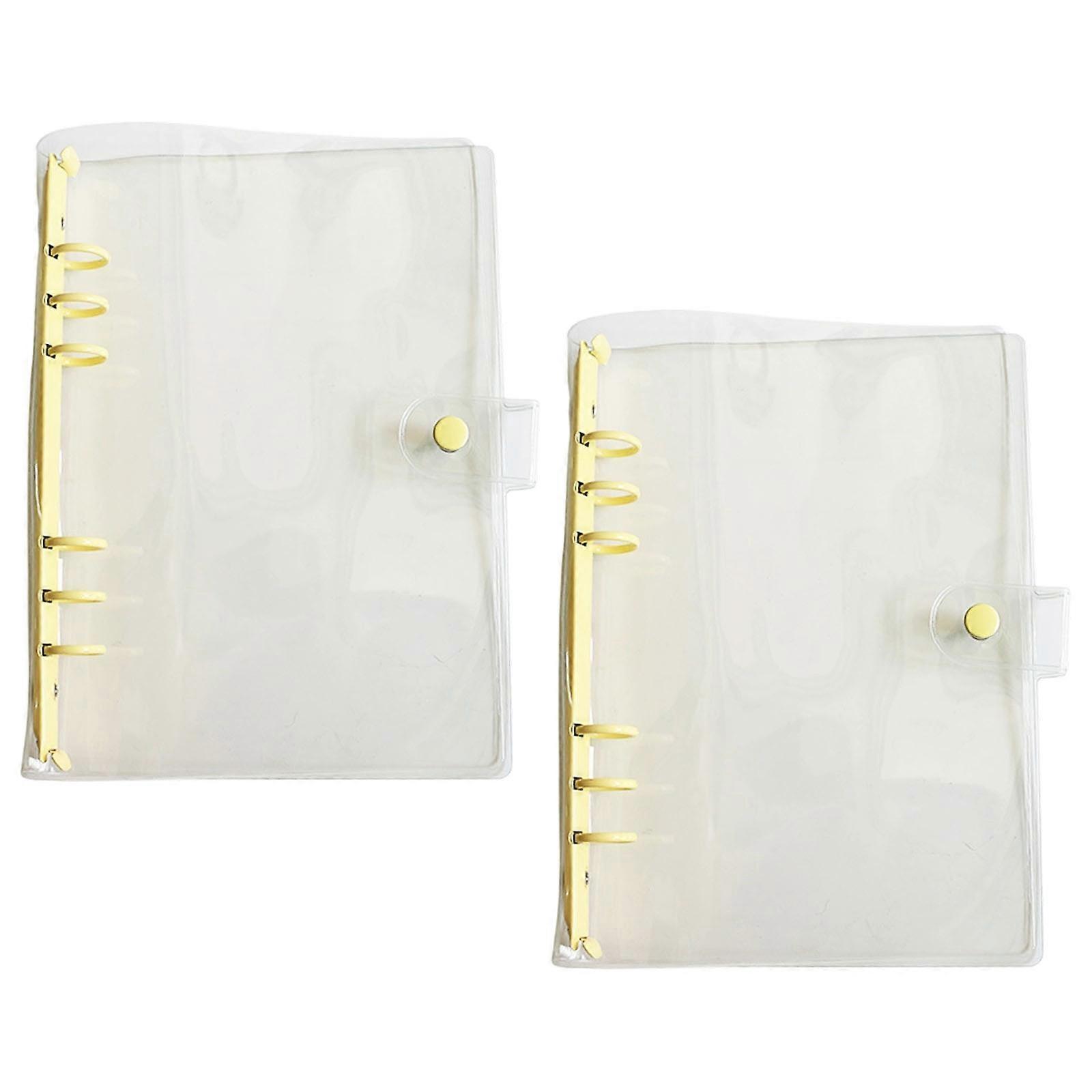 2Pcs Practical Size Clear PVC Rings Binder Cover for Small Notebooks Features Interchangeable Pages Ideal for Commuters  Yellow