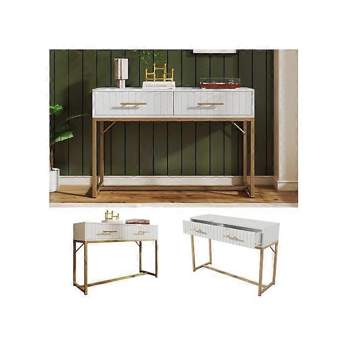 Dressing table (with 2 drawers) height 75 cm, white finish - Height 76.5 cm / Width 100 cm / Depth 45 cm