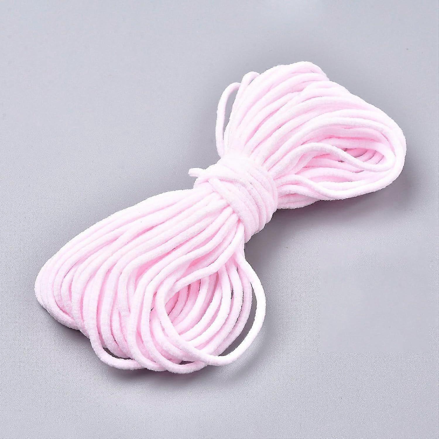 5 Bundles Nylon Elastic for Mouth Cover Ear Loop Pink 2-3mm 10 Yards per Bundle Flat Mouth Cover Elastic Cord Face Material