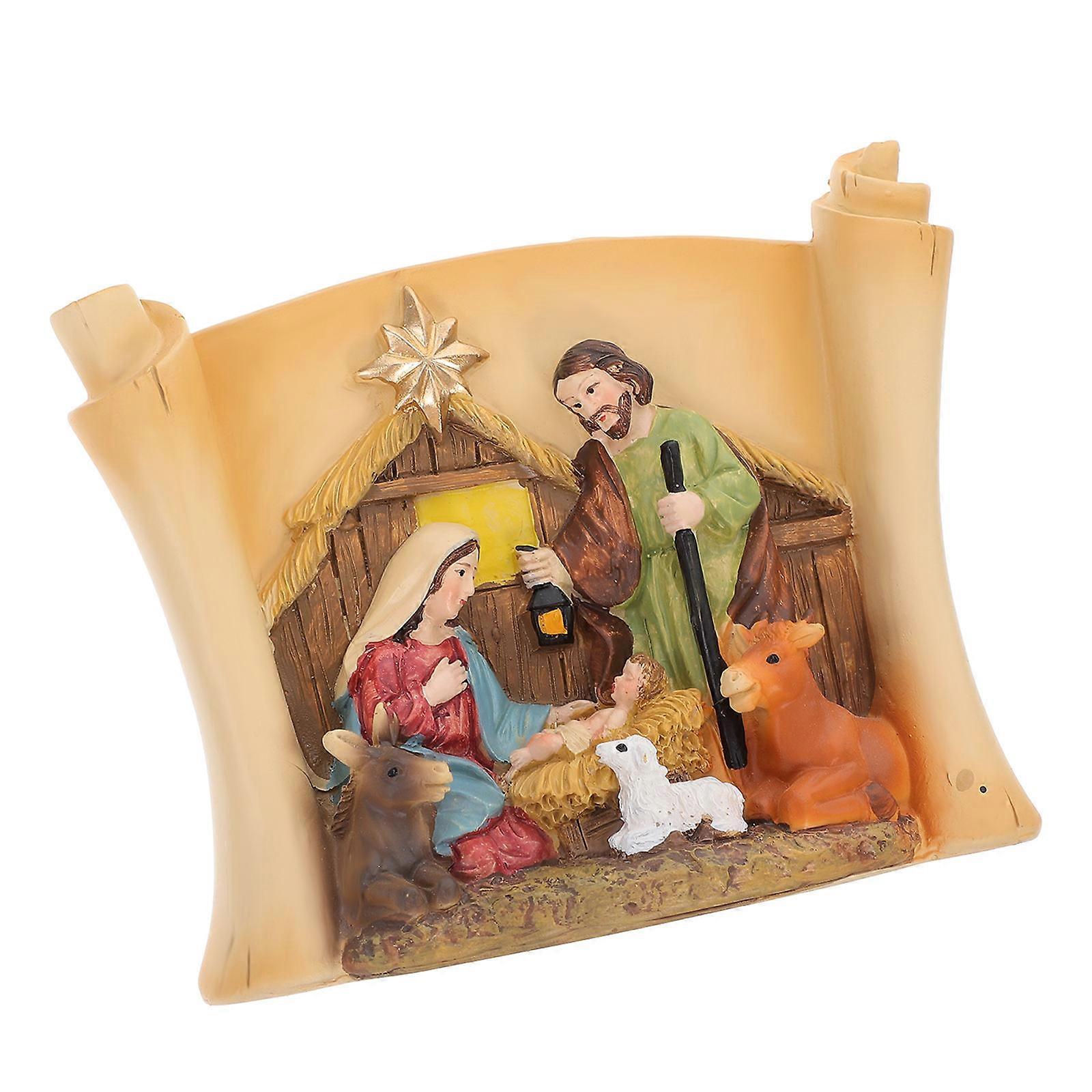 Religious Ornament Resin Nativity Scene Crafts Figurine for Sunday School