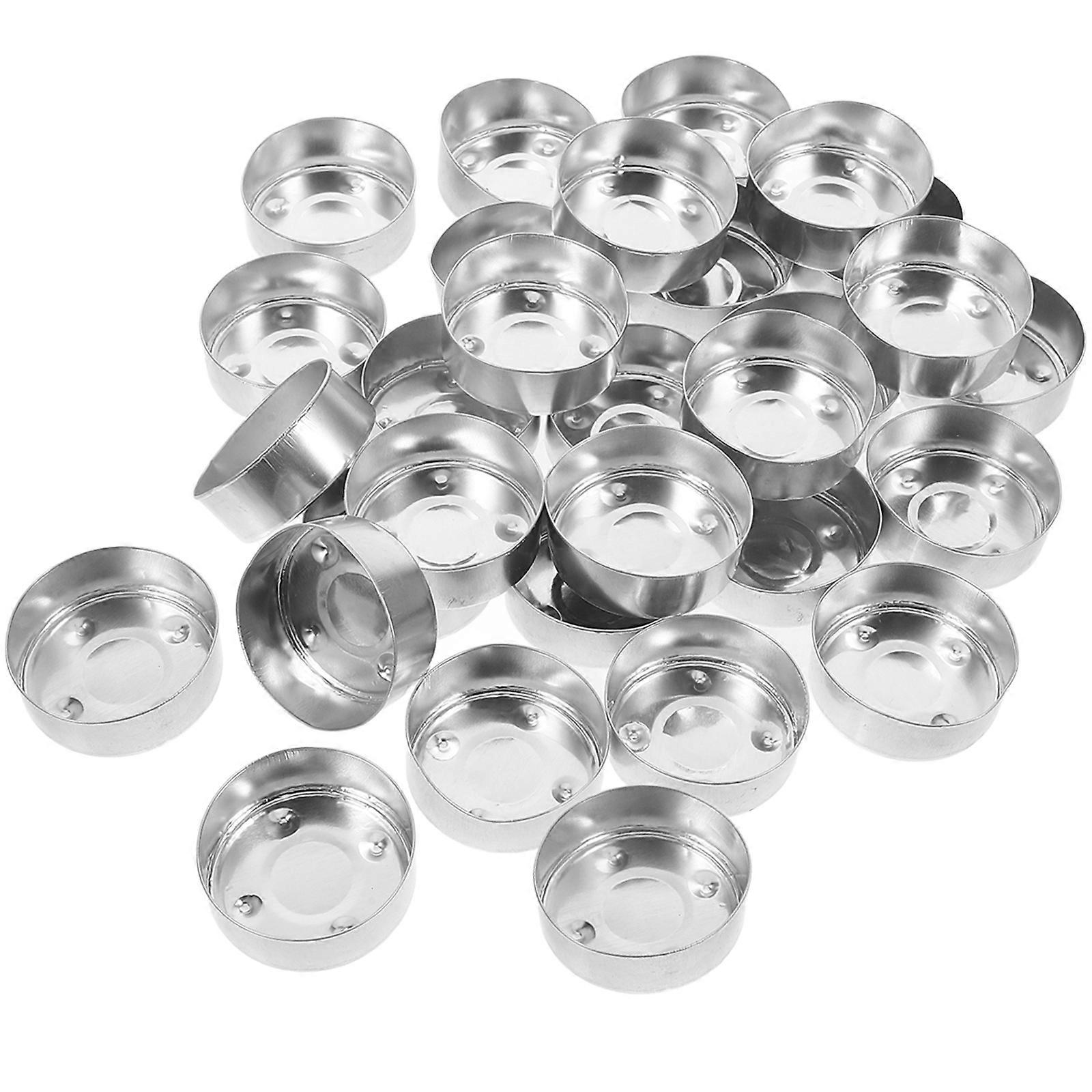 Electronic Candle Base Candle Cups for Decor 30Pcs Aluminum Silver