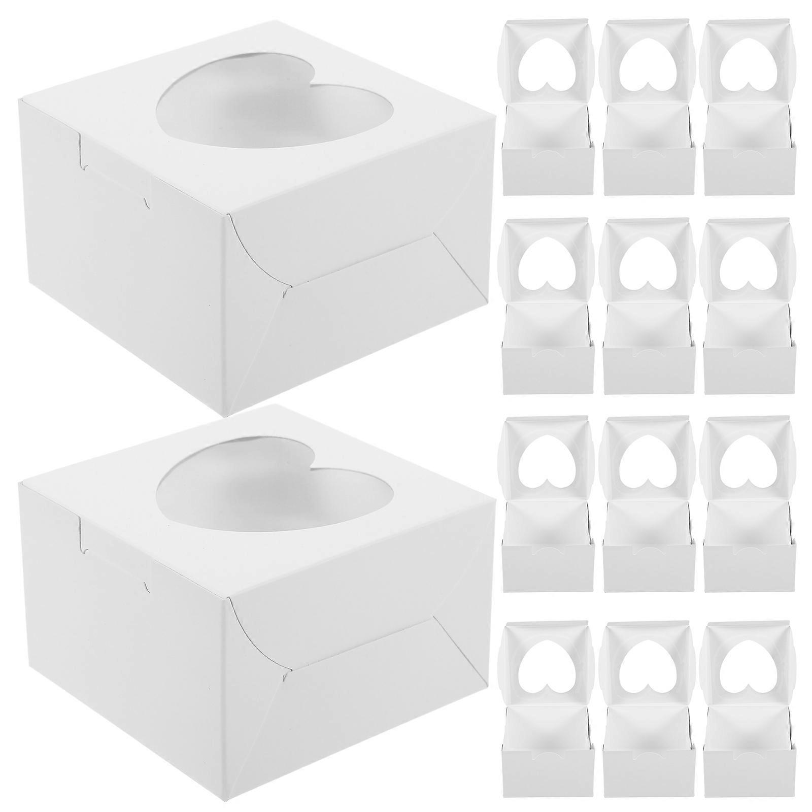 Cupcake Boxes Heart Shape Bakery Boxes for Party Use 25Pcs White Cardboard
