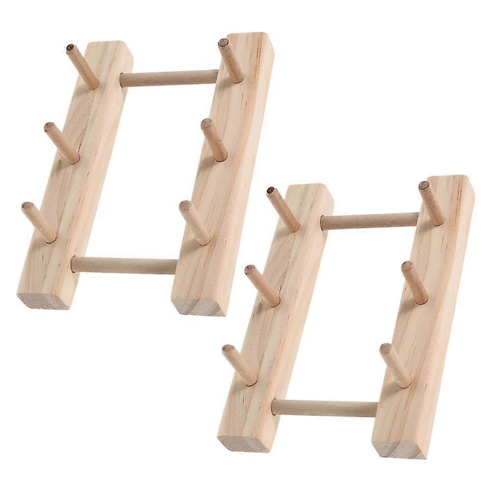 Wooden Spool Holders for Storage Use Khaki Color 2pcs