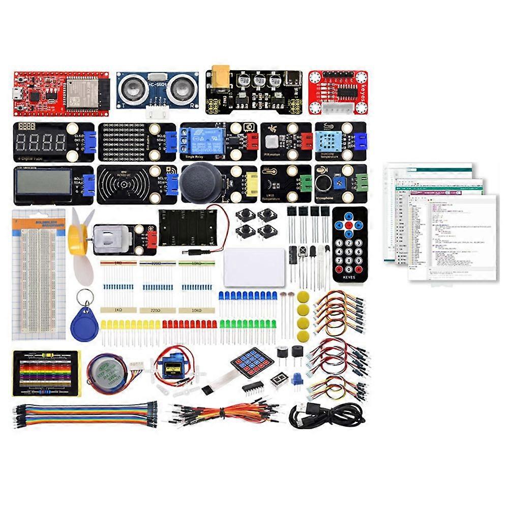 ESP32 Basic Learning Kit Electronic Components Sensors Modules Essential Starter Kit for Arduino Python Programming Kit
