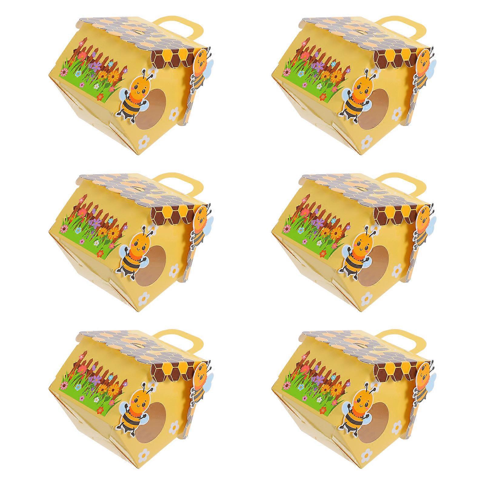 Bee Candy Boxes for Sweet Treat Storage with 10Pcs Yellow Paper Boxes