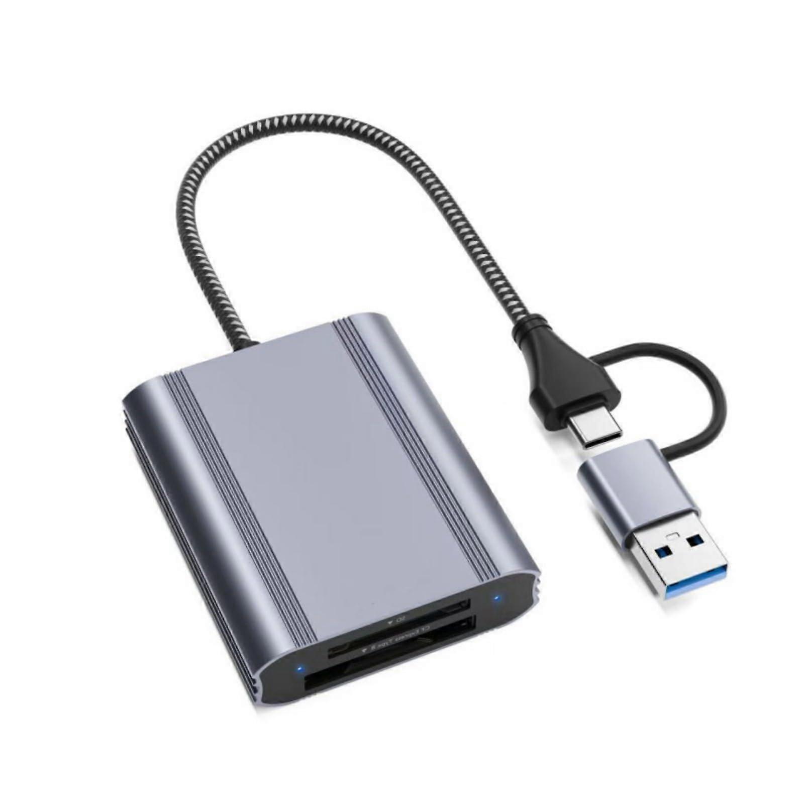 USB C and USB A Dual Card Reader 10Gbps Speed Aluminum for Laptop and Photographers