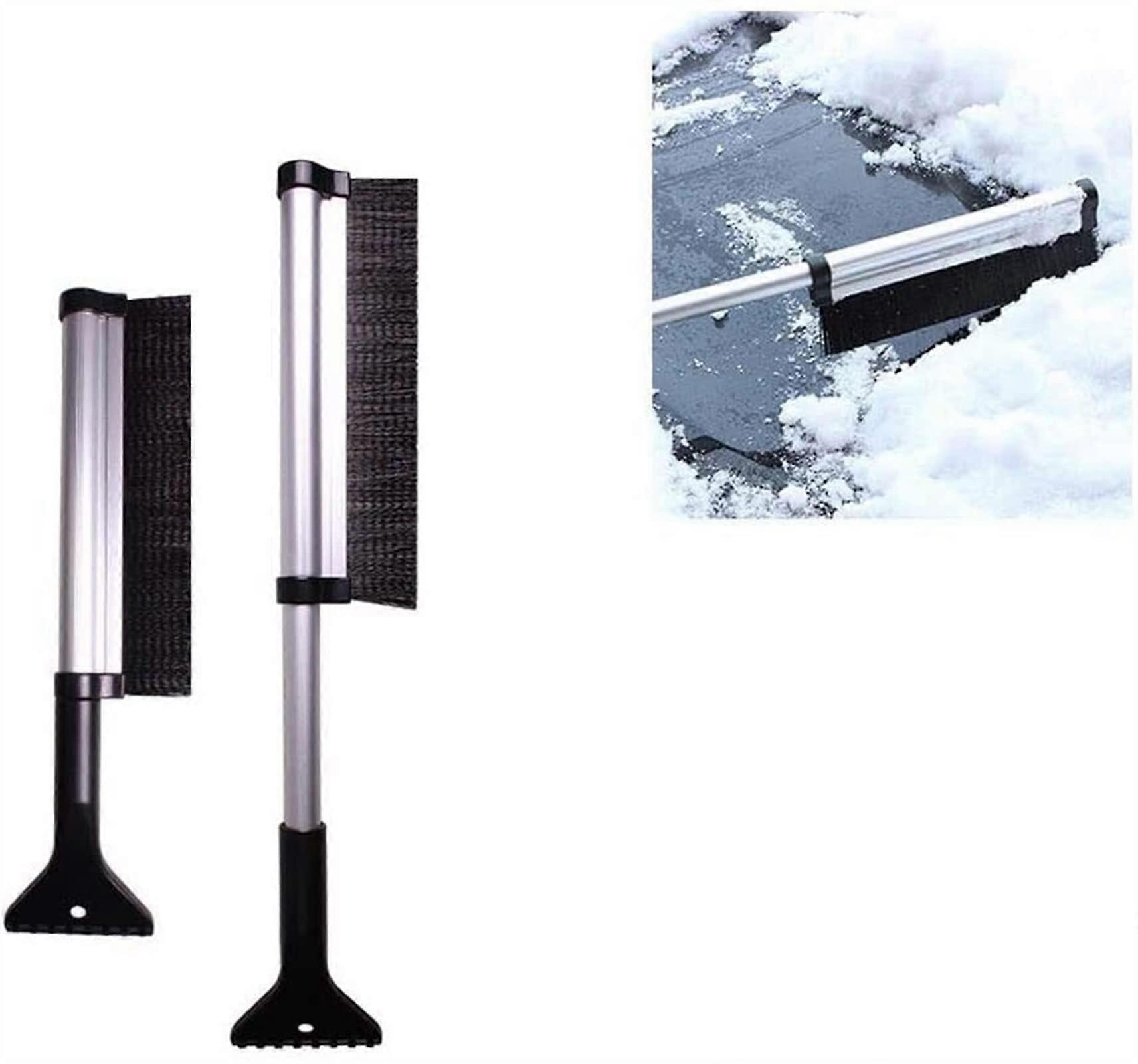 Car Snow Brush and Ice Scraper 2 in 1 with Telescopic Handle, NonSlip Grip, Thick Nylon Bristles