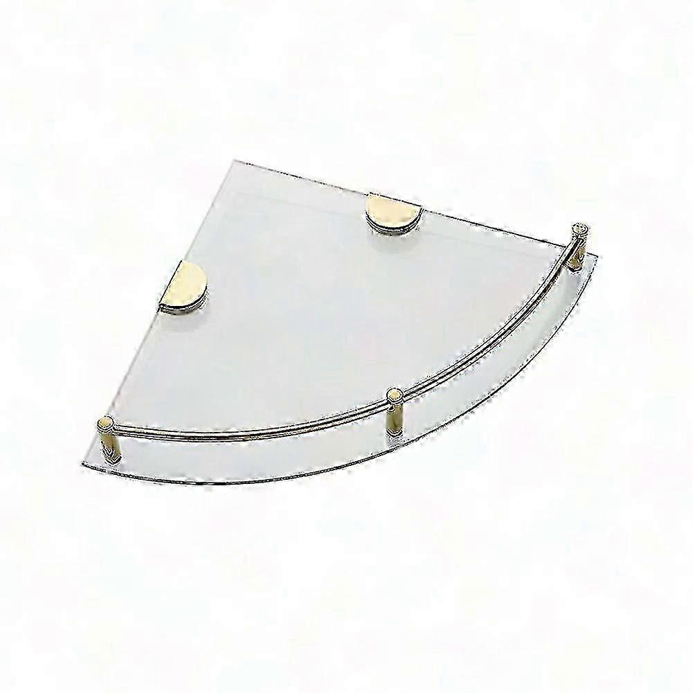 Tempered Glass Corner Shelf For Bathroom, Wall-mounted Shower Storage Solution