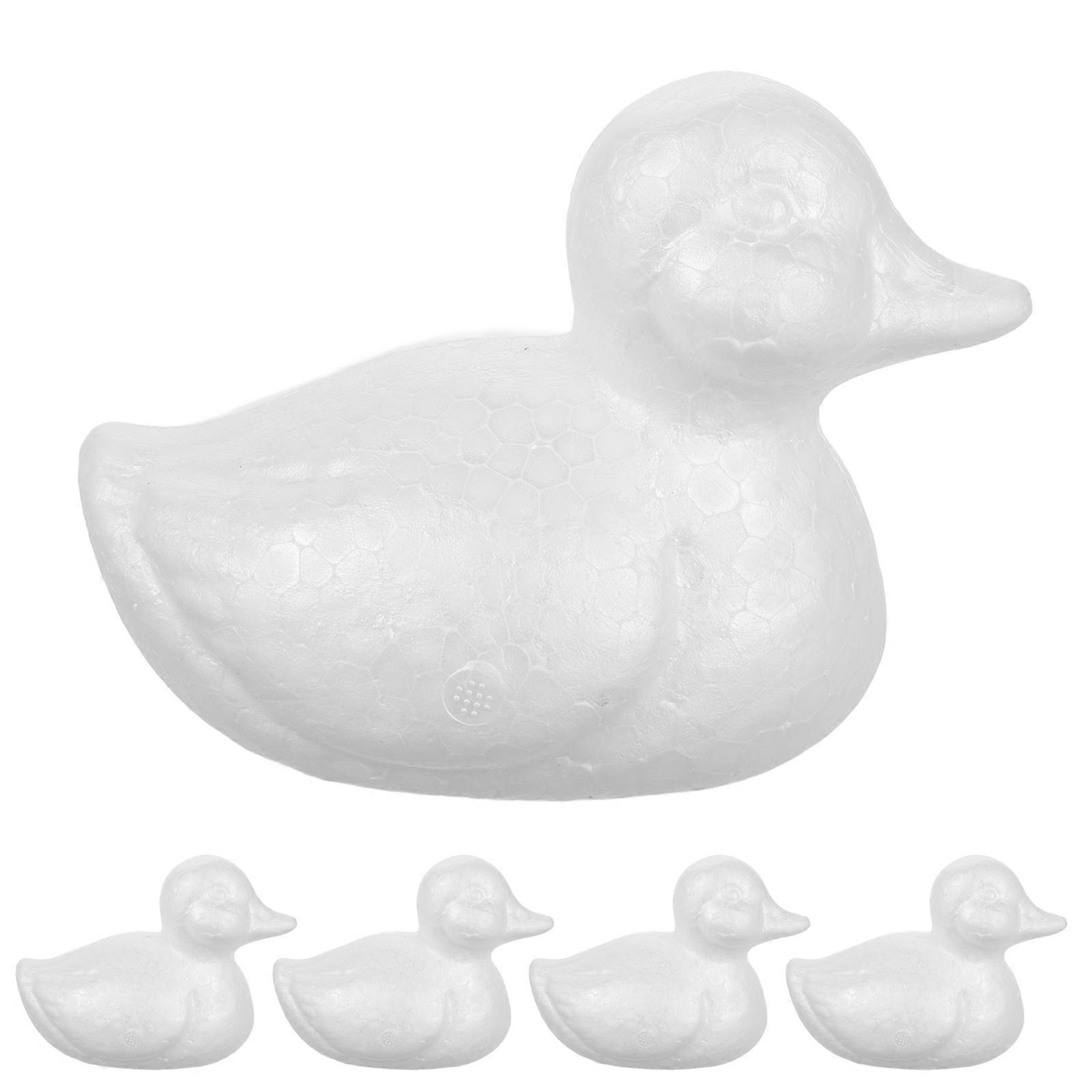 5pcs White Foam Ducks for DIY Craft Projects Unique Handpainted Decor Lightweight Polystyrene