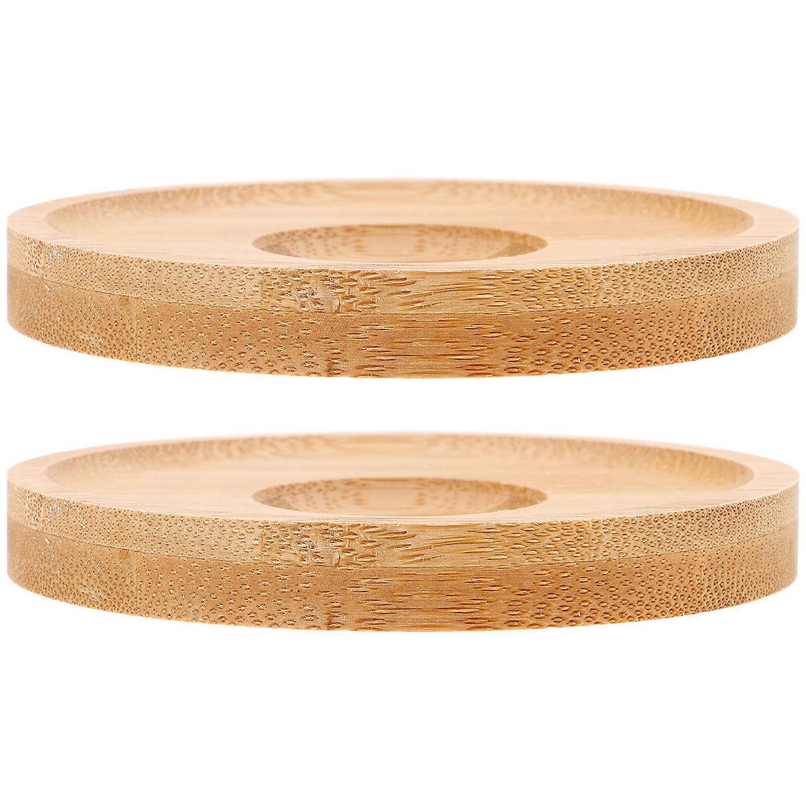 Rotating Whiskey Glass Bamboo Coasters for Smooth Spin 2Pcs Bamboo