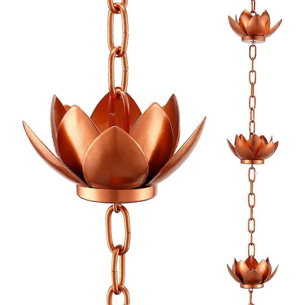 Lotus Rain Chain for Gutters with Cups, 4ft RustResistant Decorative Downspout Waterflow