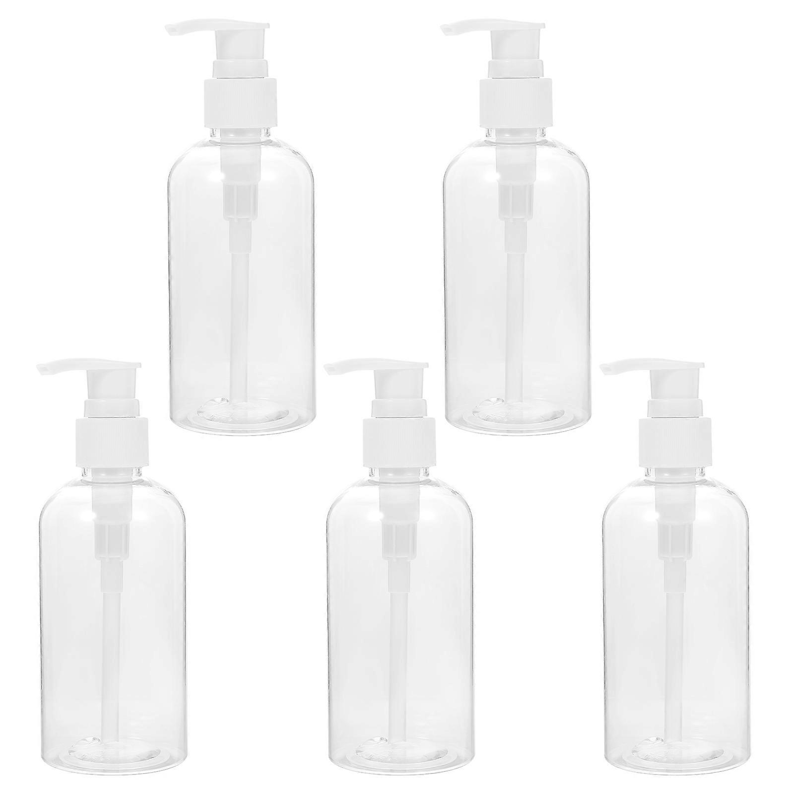 Shampoo Dispenser White Plastic Press Type Bottles for Storage 5Pcs
