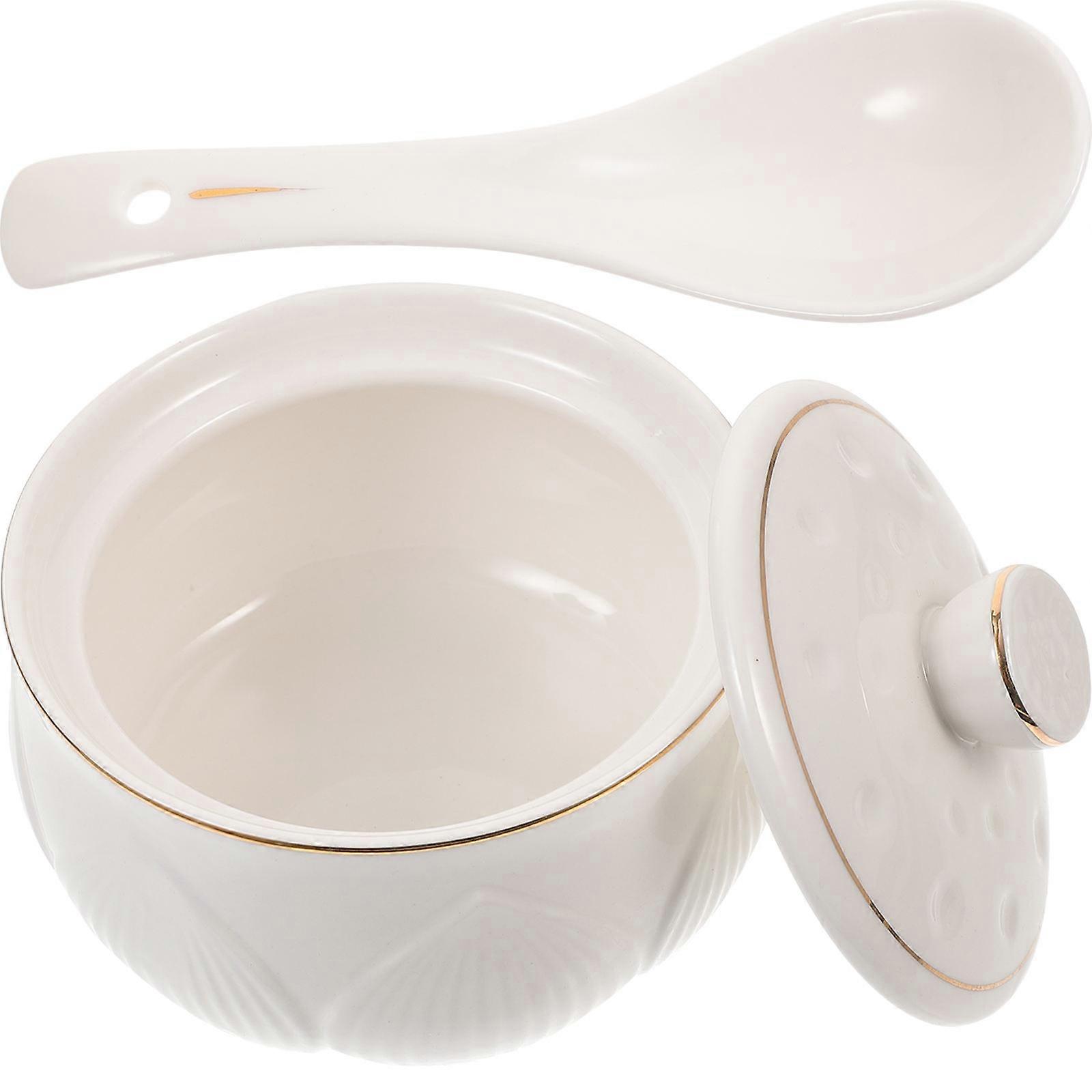 Ceramic Soup Bowl with Lid for Stewing and Serving 1Set
