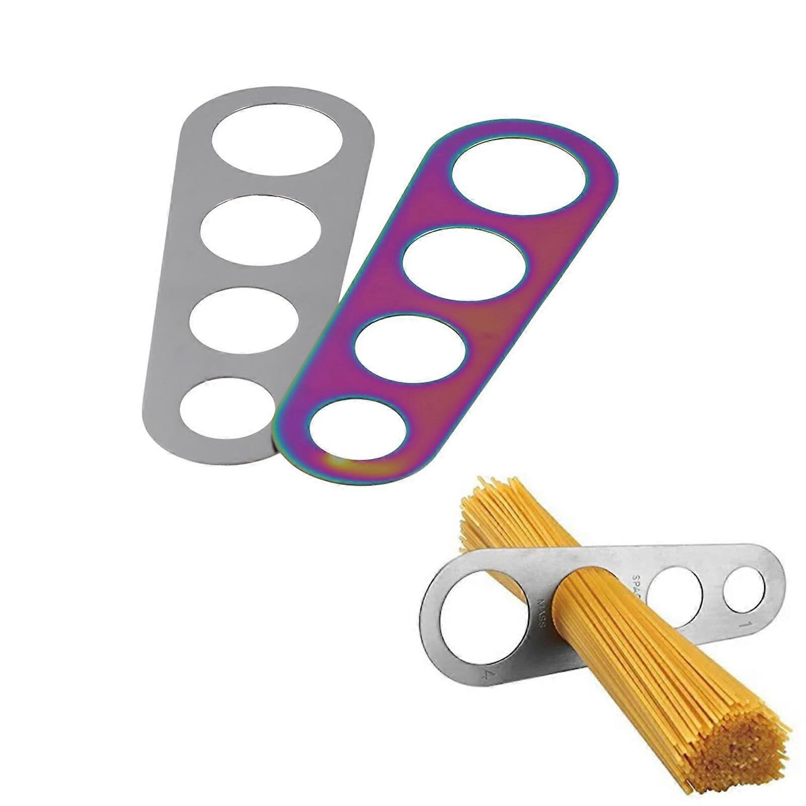 2Pcs Stainless Steel Spaghetti Measuring Tool, 4Hole Pasta Portion Control, Dishwasher Safe
