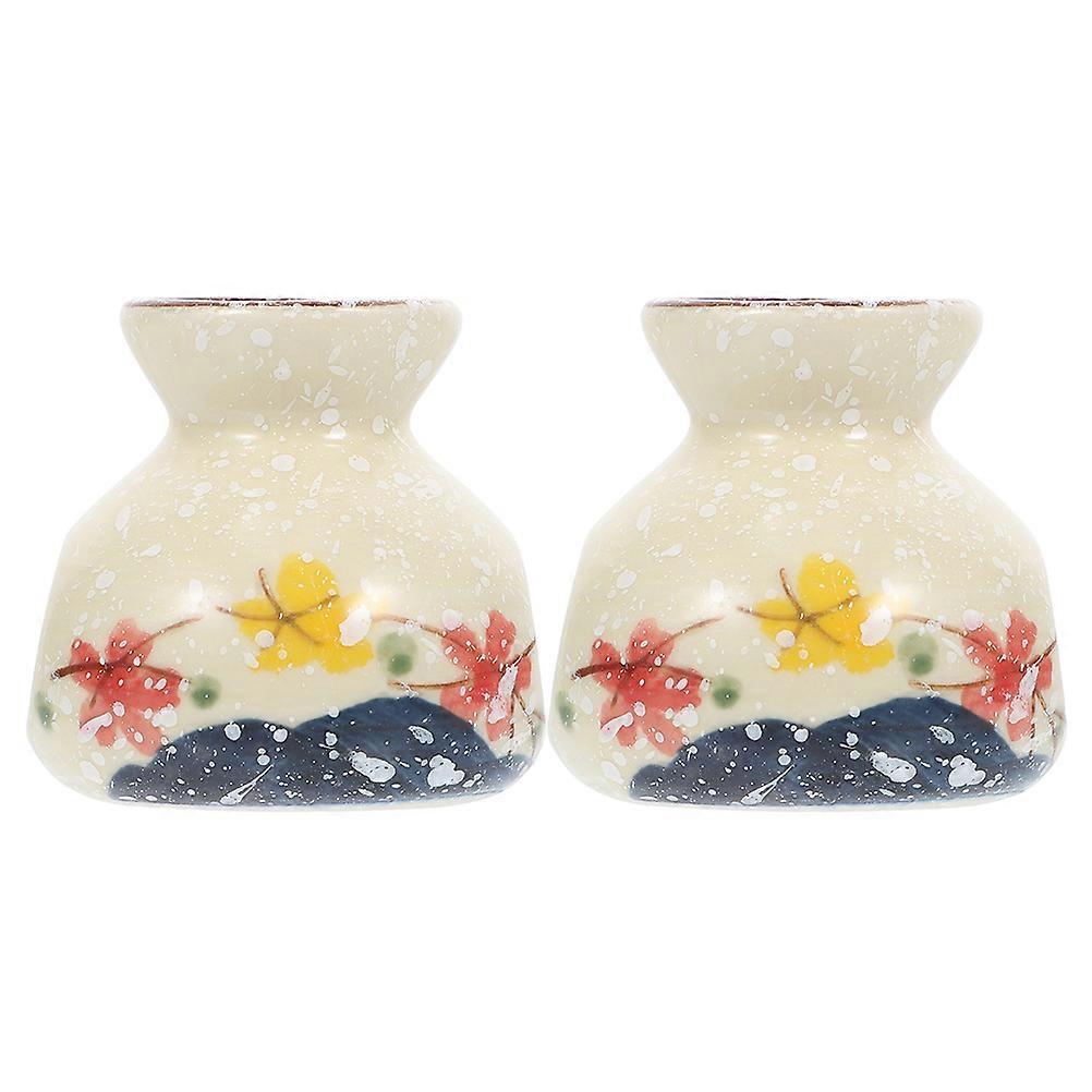 Mini Ceramic Toothpick Holder Flower Vase for Storage 2Pcs Pack
