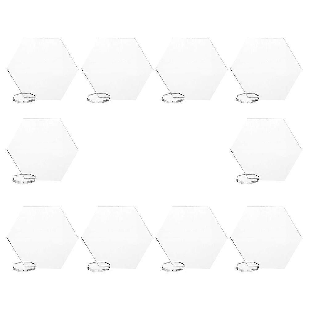 Hexagonal Acrylic Blank Board Transparent Table Holder for Displaying 10Pcs
