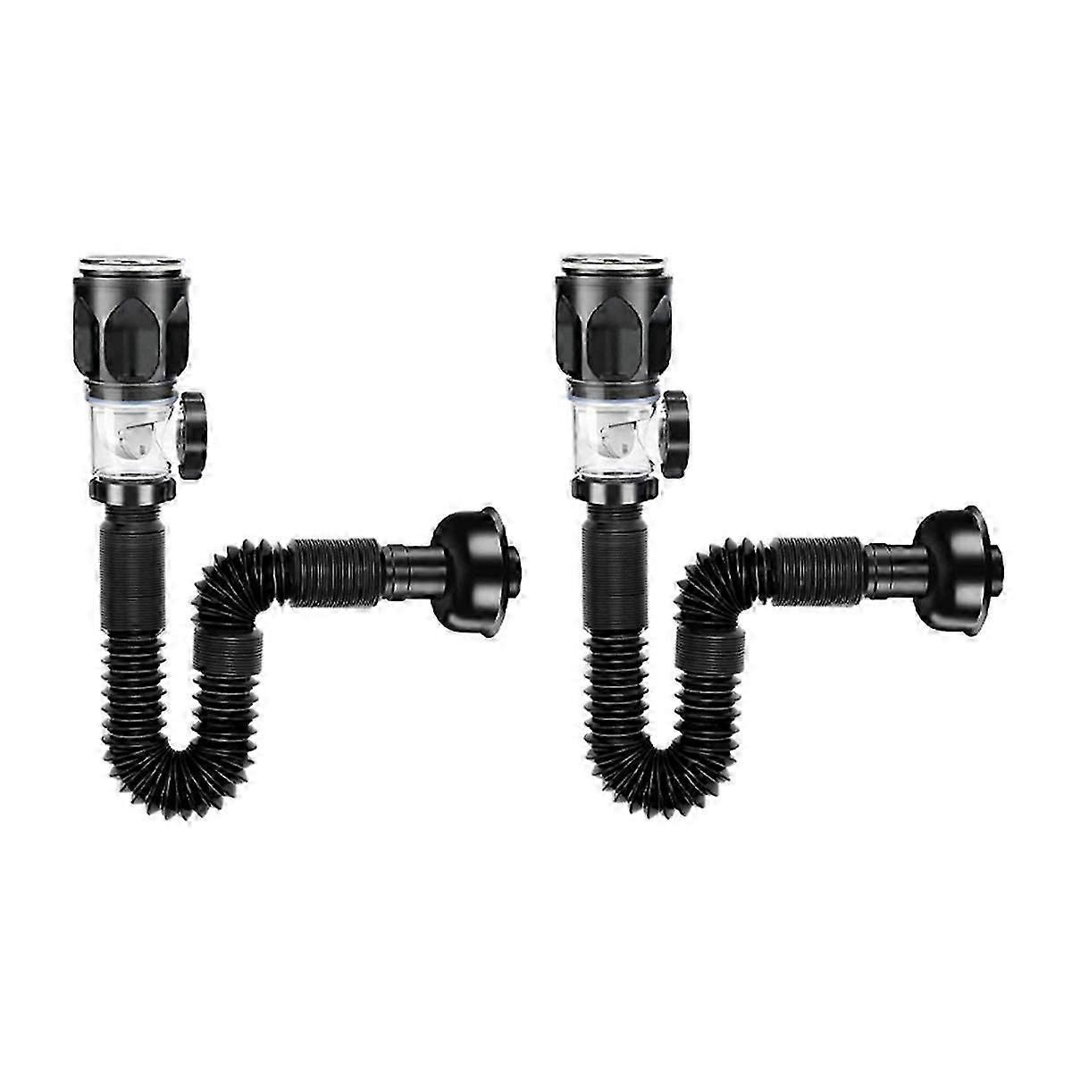Flip- Sink Drain Retractable Deodorizing Filter Flexible Downspout Bathroom Sink Anti Clogging 2PC