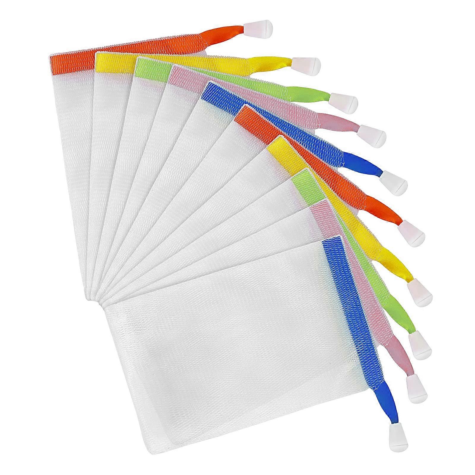 Soap Saver Bag Mesh Pouch with Drawstring for Quick Foam and Exfoliating Shower 10 Pack