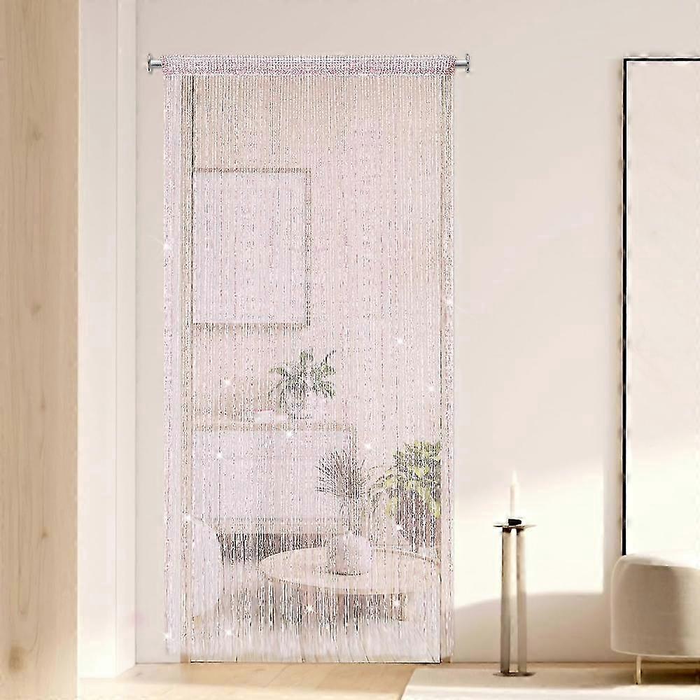 Door string curtain, hanging, sequin decor, boho style, 100 x 200 cm, pink