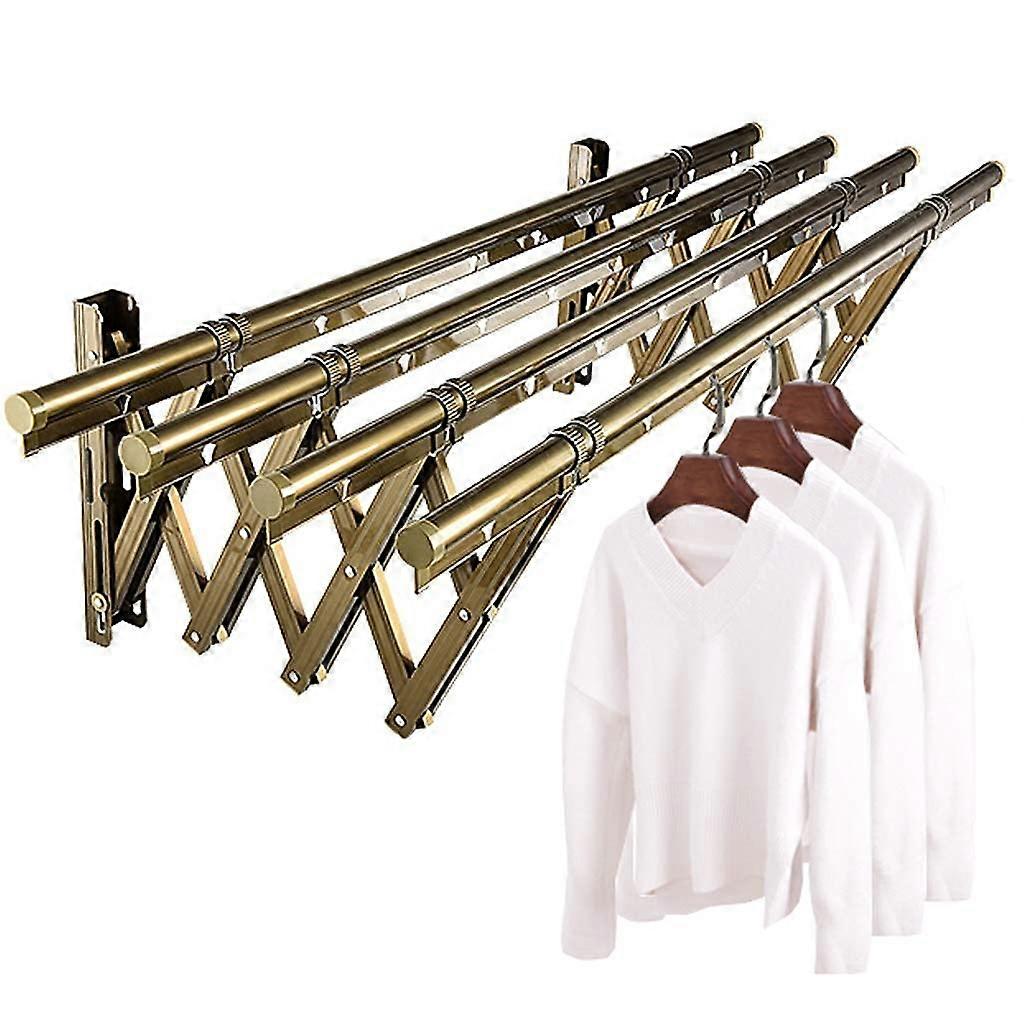 Wall Mounted Drying Rack with Adjustable 4 Rail Towel Rail, Foldable RustResistant Aluminum, Gold