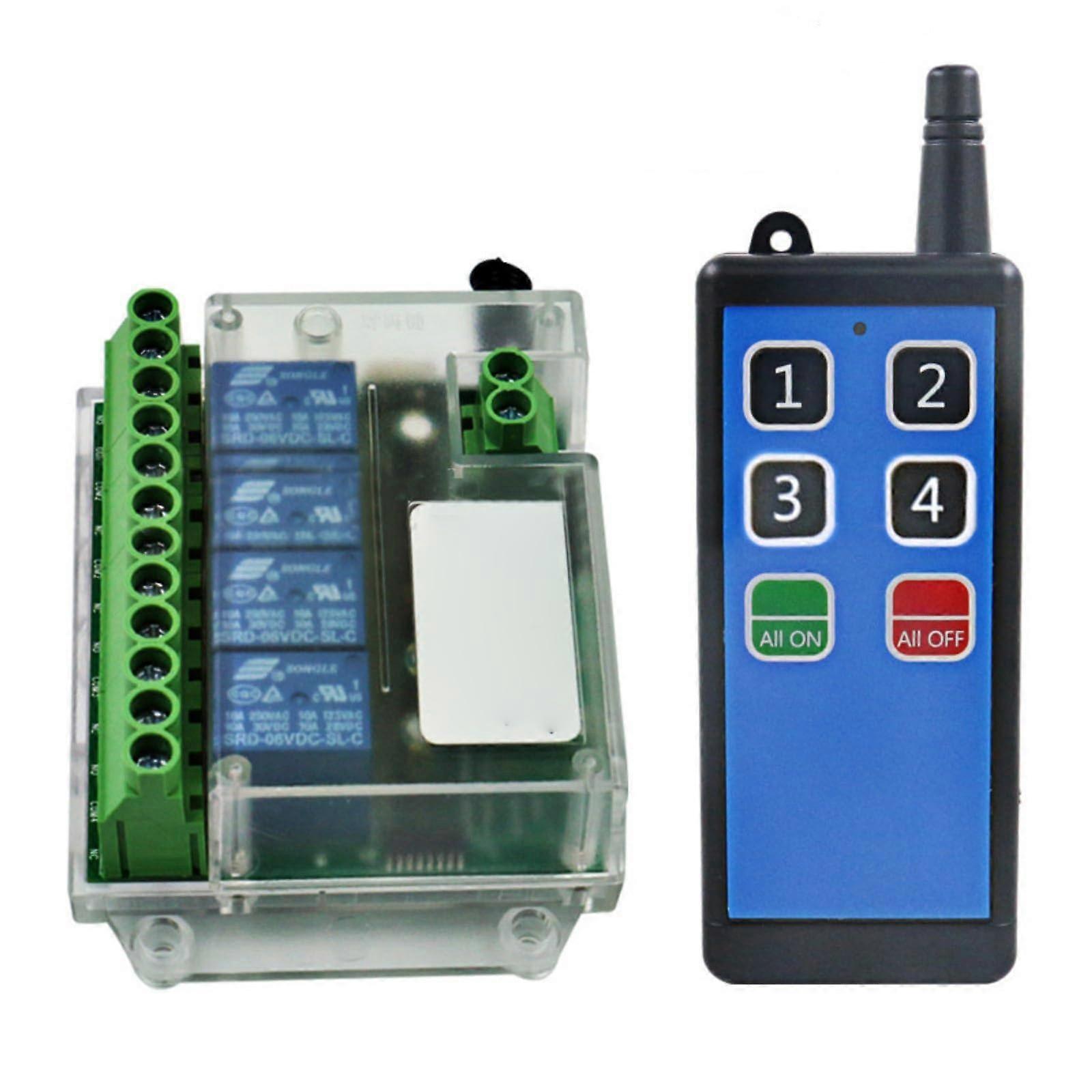 110275V AC 4Way Wireless Remote Control Switch for Motor Forward Reverse with Rail Mount Installation