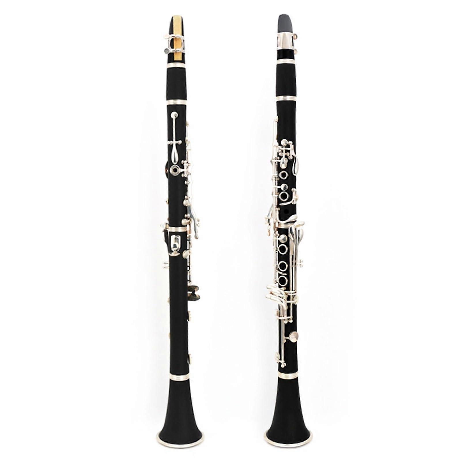 Professional B Flat Bakelite Clarinet with Silver Plated Keys, Warm Tone, Fast Key Response for Beginners