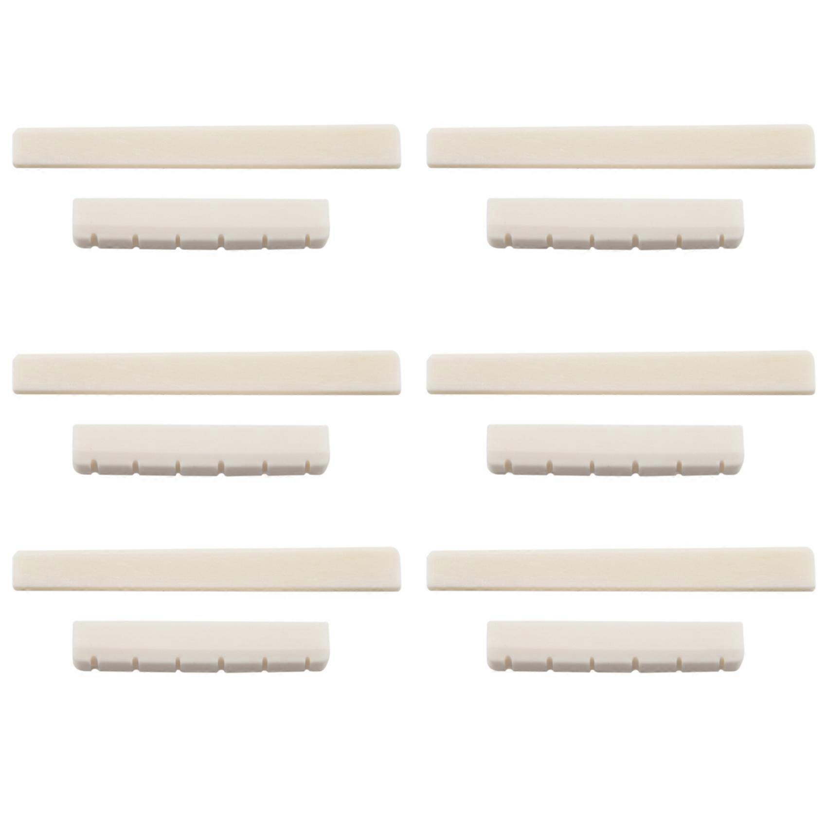 6X Classical Guitar Bone Slotted Saddle Nut Set