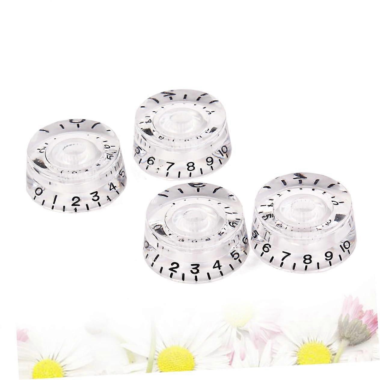 4pcs White Electric Guitar Control Knobs Set with Clear Numbered Markings for Volume and Tone Replacement