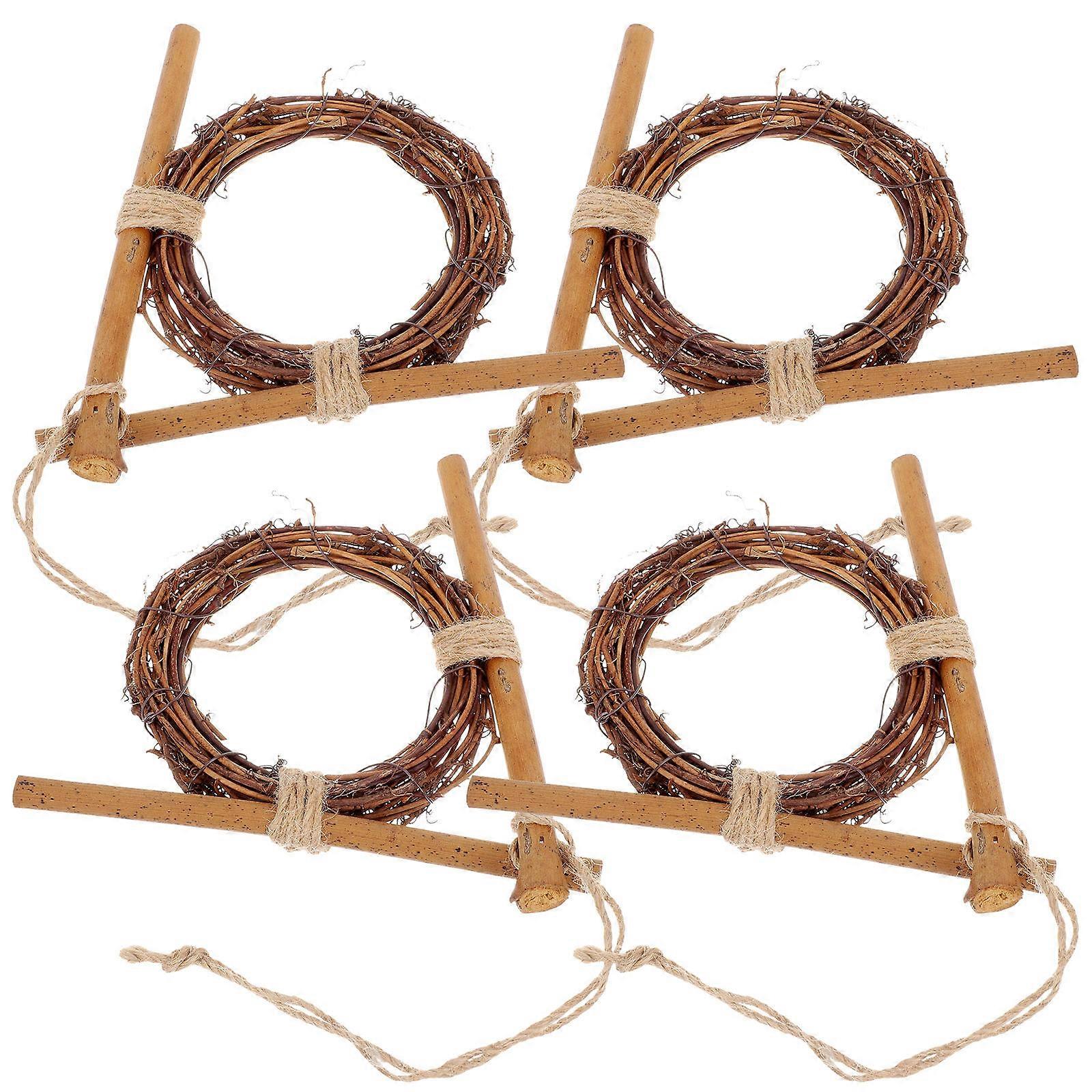 Brown Rattan Frame for Wedding Hanging Pendant 4Pcs DIY Decor Props