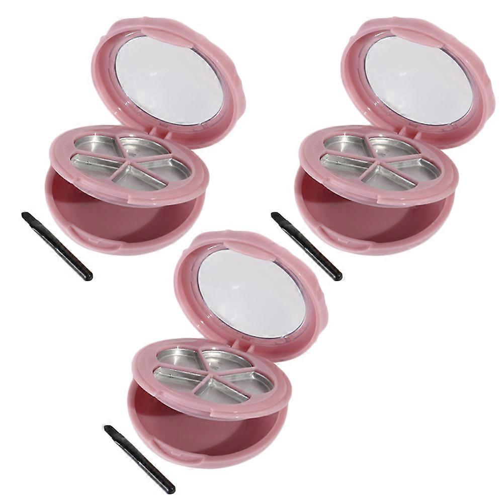 Lipstick Box Empty Eyeshadow Compact for Storage 3Pcs Five Grids Pink Case