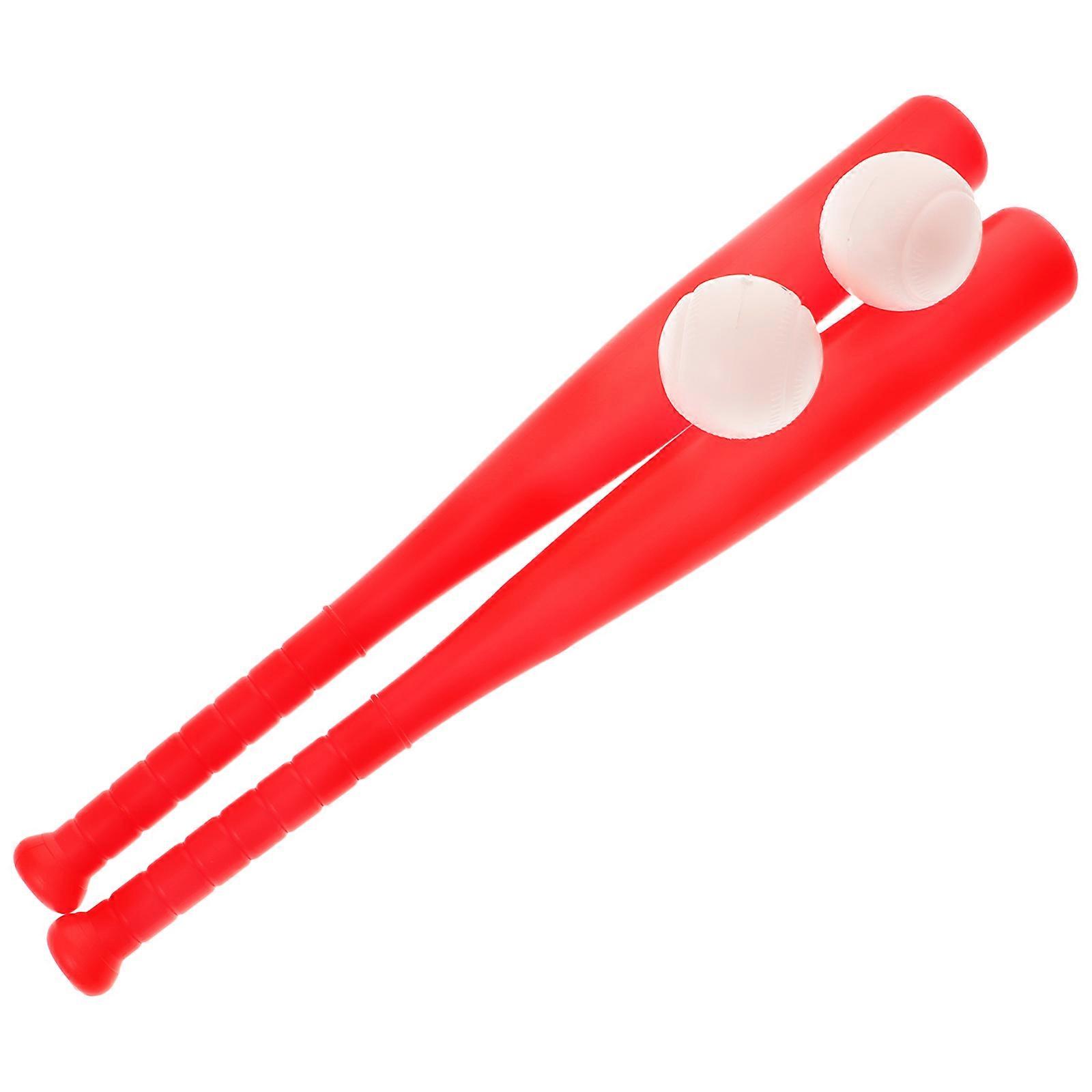 Plastic Baseball Bat Toy for Kids Outdoor Training 2Sets Durable Red