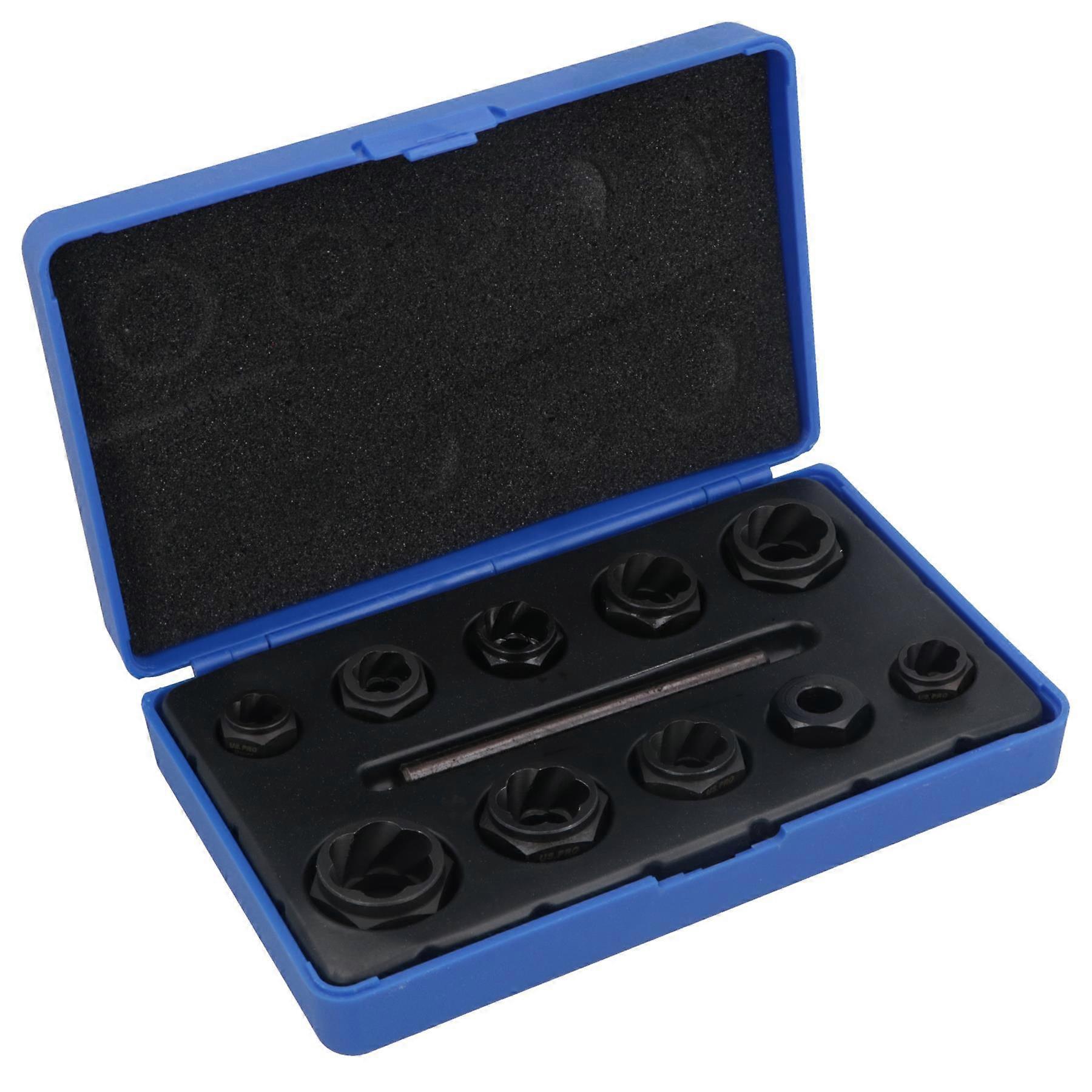 10pc Nut Style Bolt Twist Socket / Wheel Lock Nut Remover / Extractor Set AT027