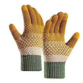 Gants d'hiver pour femme – Tricot chaud, compatibles avec les écrans tactiles, poignets élastiques, sans doigts, jaunes