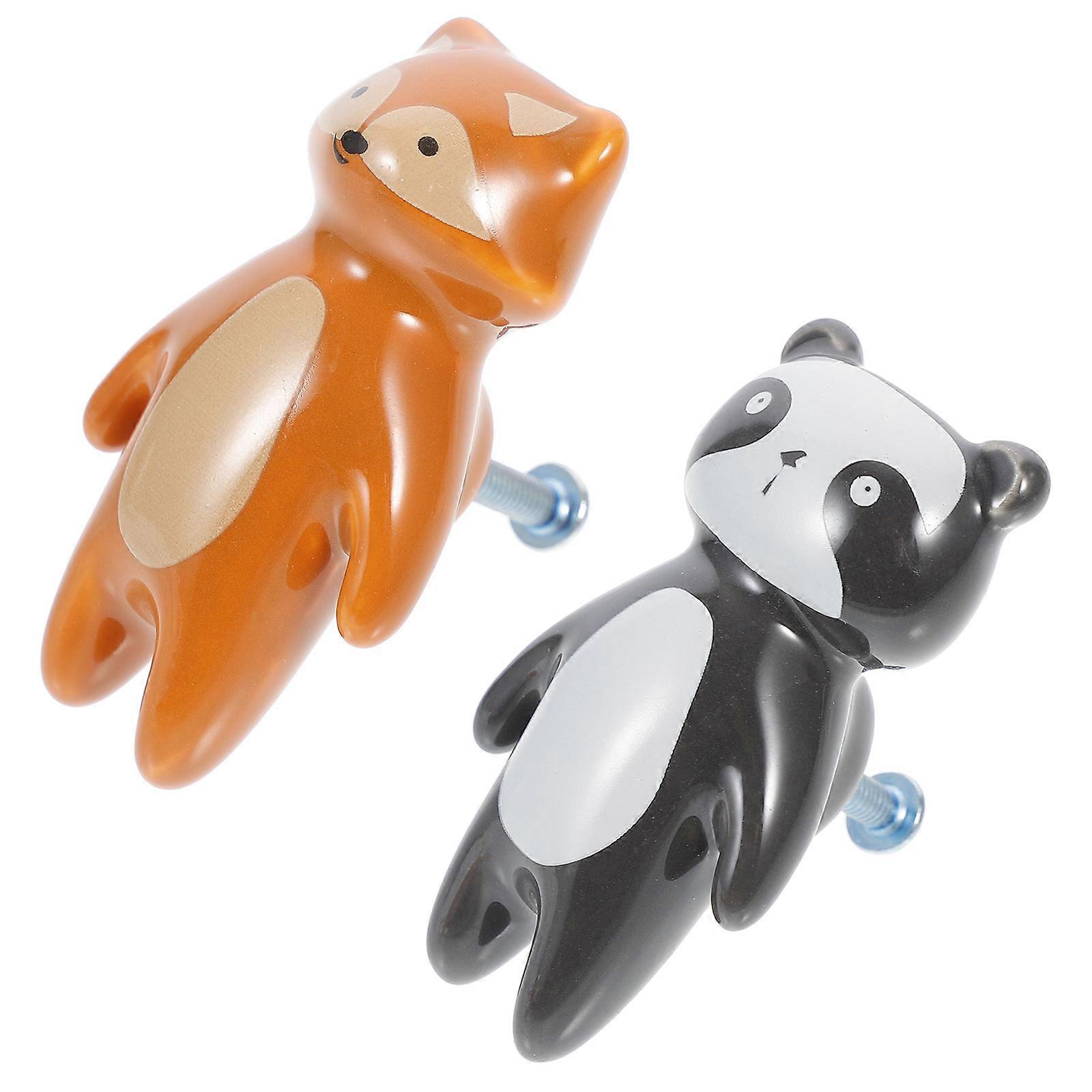 Ceramic Cabinet Door Knobs Animal Shaped Pull Handles for Decoration 2Pcs