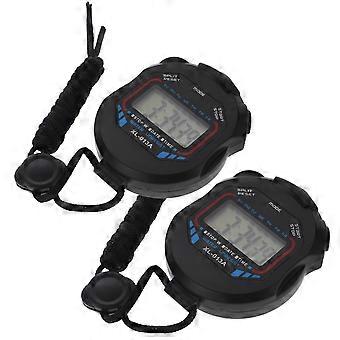 Running Timer Digital Stopwatch Sports Chronograph 2Pcs Black
