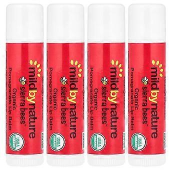 Mild By Nature, Sierra Bees™, Organic Lip Balms, Pomegranate, 4 Pack, 0.15 oz (4.25g) Each, 4-Pack