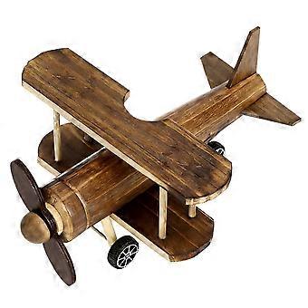 Wooden Airplane Toy Mini Vintage Wooden Plane Model Retro Biplane Airplane Ornament For Home Offices Desk Kids Room Decors