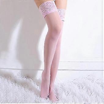 Lace Sheer Thigh High3 Pairs Stockings Opaque Hold Up One Size For Black Women, Pink