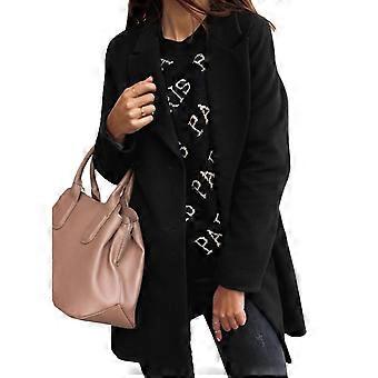 Women's Lapel Overcoat Trench Coats Jacket Coat Solid Outwear