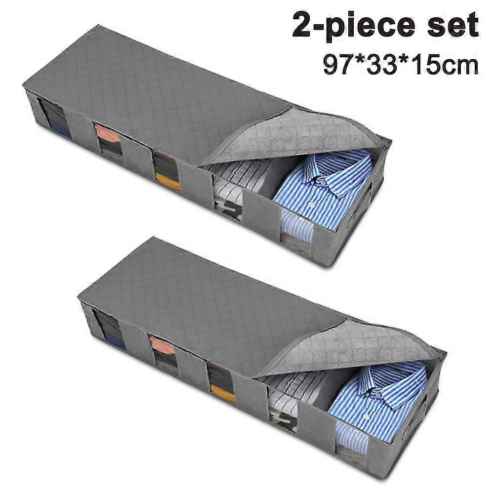 2pcs Storage Bag Foldable Underbed Cabinet Storage Boxes,durablegrey