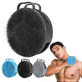 Silicone Body Scrubber with Soft Exfoliating Bristles, Double Sided Shower Brush for Deep Cleaning, Black